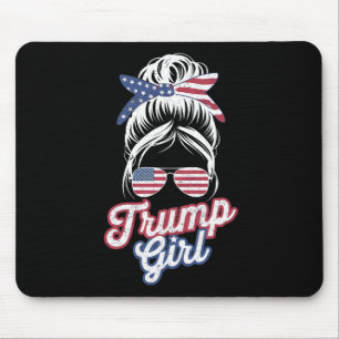 Alfombrilla De Ratón Chica Trump Pelo Desordenado Vintage USA Bandera A