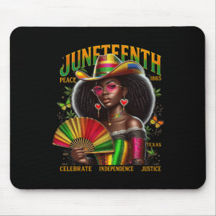 Alfombrilla De Ratón Chica Vaquera Melanina Juneteenth 1865 Orgullo Neg