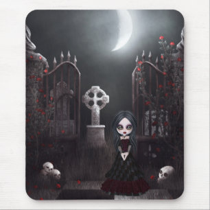 Alfombrilla De Ratón Chica y cementerio espeluznantes Mousepad del