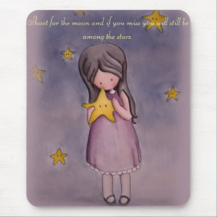 Alfombrilla De Ratón Chica y cita inspiradora Mousepad de las estrellas