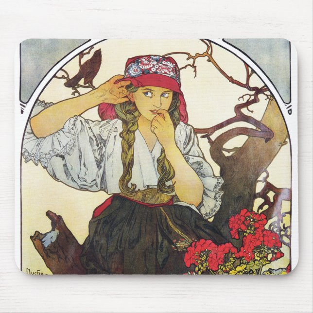 Alfombrilla De Ratón Chica y Geranium, Mucha (Frente)