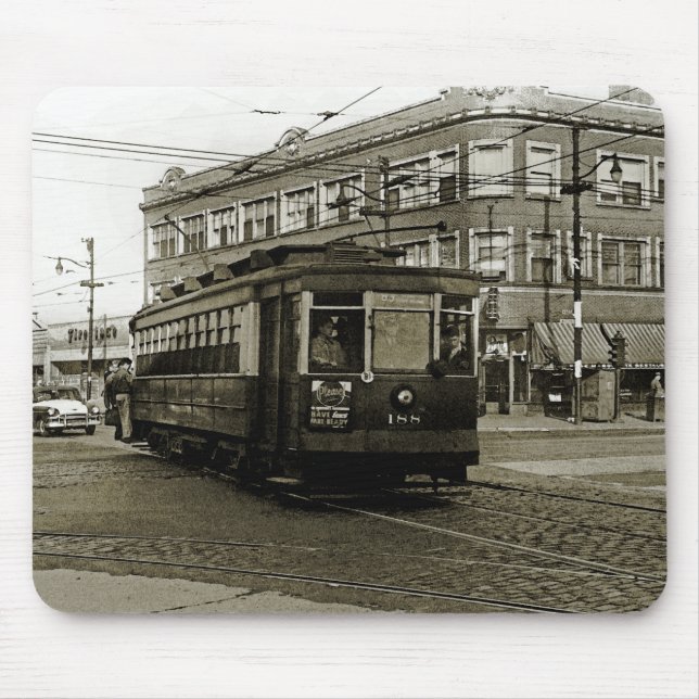 ALFOMBRILLA DE RATÓN CHICAGO 63 Y OCCIDENTE 1952 TROLLEY ART SEPIA (Frente)