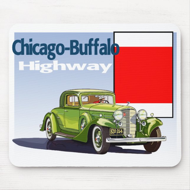 Alfombrilla De Ratón Chicago: Carretera Automática Nacional Buffalo Hig (Frente)