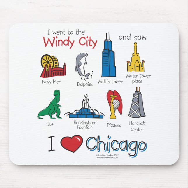 Alfombrilla De Ratón Chicago: niños-Icons-NEW-[Co (Frente)