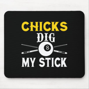 Alfombrilla De Ratón Chicas cavan My Stick Funny Pool Player Billiards