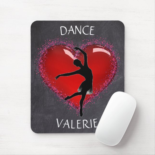 Alfombrilla De Ratón Chicas Dance Chalkboard Heart con Nombre Personali (Con ratón)