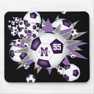 Alfombrilla De Ratón chicas de fútbol gris morado