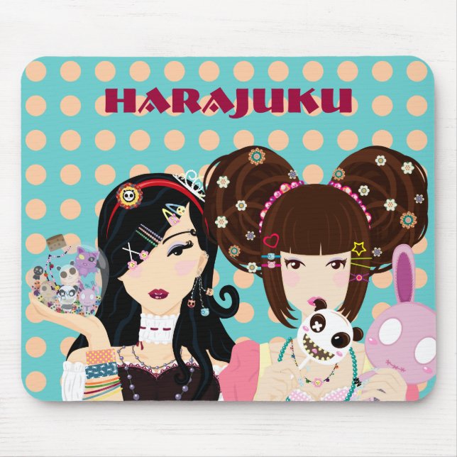 Alfombrilla De Ratón Chicas de Harajuku en lunares (Frente)
