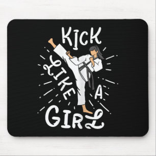 Alfombrilla De Ratón Chicas de Karate Kicking Como un Taekwondo de Kick