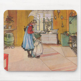 Alfombrilla De Ratón Chicas en la cocina (arte sueco clásico)