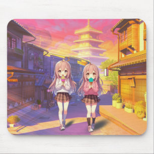 Alfombrilla De Ratón Chicas lindas de anime de helado