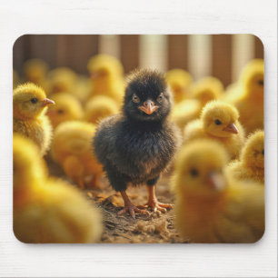 Alfombrilla De Ratón Chick de bebé negro en un granero
