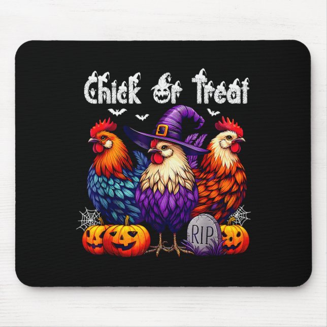 Alfombrilla De Ratón Chick Or Treat Funny Halloween Witch Soky Cute Chi (Frente)