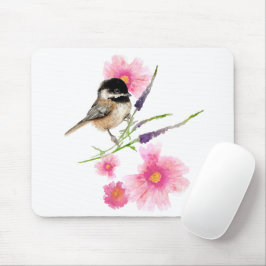 Alfombrilla De Ratón Chickadee Sweet Cute Black Cape Watercolor Art