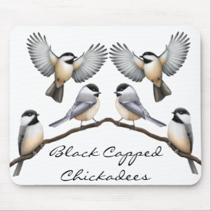 Alfombrilla De Ratón Chickadees capsulados negro adaptable Mousepad