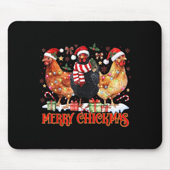 Alfombrilla De Ratón Chicken Christmas Merry Chickmas Santa Claus Hat F (Frente)