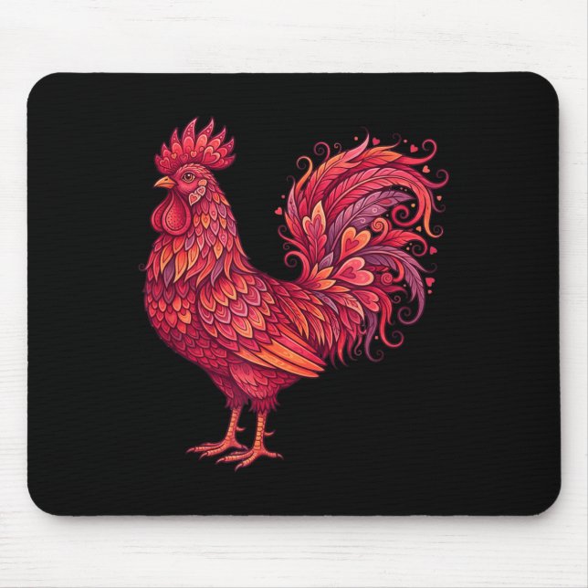 Alfombrilla De Ratón Chicken Valentines Day Heart For Farmers Cute Chic (Frente)