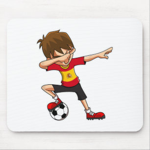 Alfombrilla De Ratón Chico de fútbol haciendo dab con camiseta de Españ