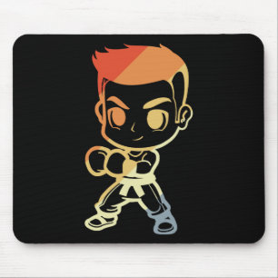 Alfombrilla De Ratón Chico kickboxing Cartoon Mirada Kickboxer Karate