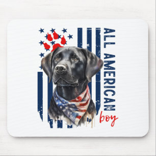 Alfombrilla De Ratón Chico Labrador Negro Patriótico de la Bandera de E