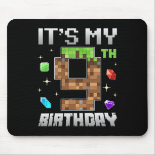 Alfombrilla De Ratón Chico Retro Cumpleaños 9 Nivel 9 Videojugador Pixe