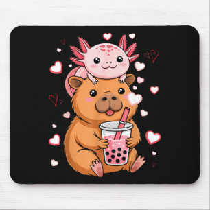 Alfombrilla De Ratón Chicos Chicas Té de Burbujas Capibara Axolotl Kawa