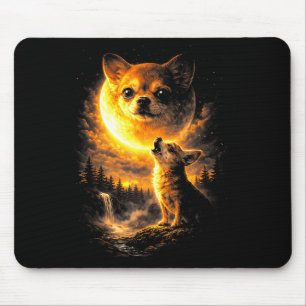 Alfombrilla De Ratón Chihuahua aullando a la luna perro divertido vinta
