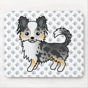 Alfombrilla De Ratón Chihuahua de dibujos animados de pelaje largo Blue