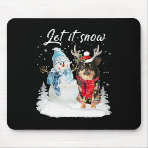 Alfombrilla De Ratón Chihuahua Long Haied Navidades de Santa Dog Snowma
