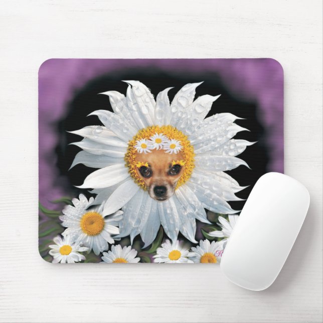 Alfombrilla De Ratón Chihuahua Puppy Daisy Blossom Mouse Pad (Con ratón)