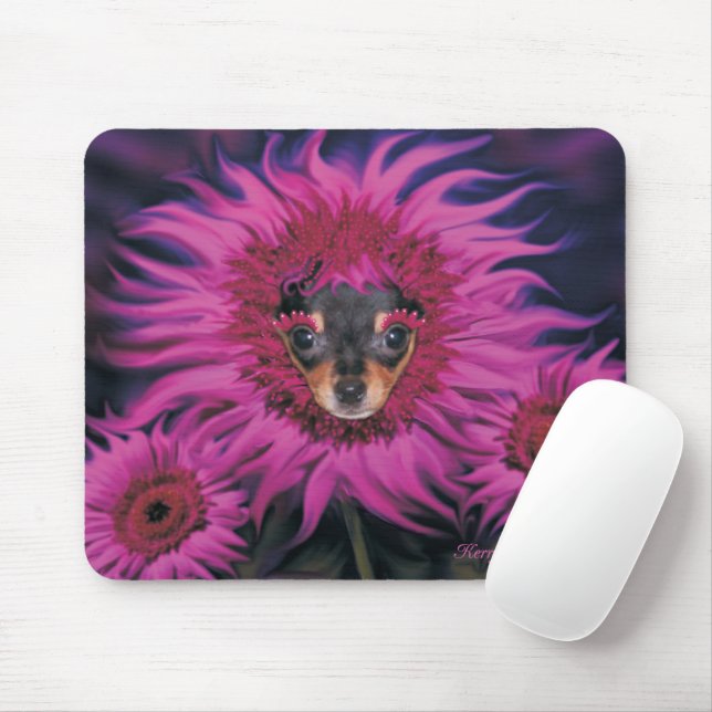 Alfombrilla De Ratón Chihuahua Puppy Flor Blossom Mouse Pad (Con ratón)