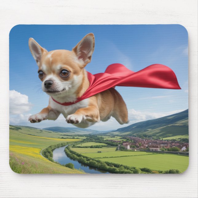 Alfombrilla De Ratón Chihuahua Superhero Mousepad (Frente)