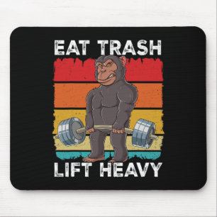 Alfombrilla De Ratón Chimpanzee Gym Weight Training Comida Trash Lift H