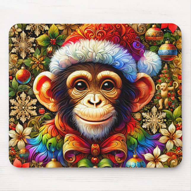 Alfombrilla De Ratón CHIMPANZEE Navidades Zany ~ (Frente)