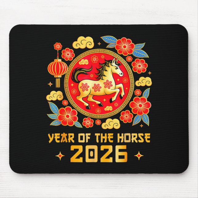 Alfombrilla De Ratón Chinese New Year 2026 Year Of The Horse Happy New  (Frente)