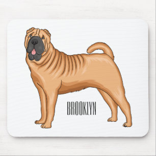 Alfombrilla De Ratón Chinese Shar-Pei dog cartoon illustration