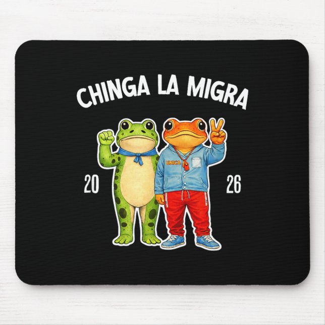 Alfombrilla De Ratón Chinga la migra rana divertida gráfica de protesta (Frente)