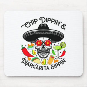 Alfombrilla De Ratón Chip Dippin Margarita Sippin Funny Skeleton