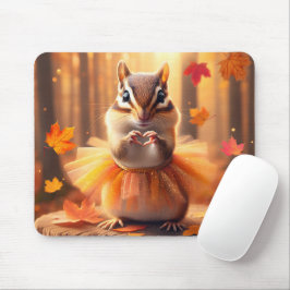 Alfombrilla De Ratón Chipmunk otoñal con tutu y corazón