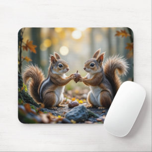 Alfombrilla De Ratón Chipmunk y Squirrel y compartir un maíz
