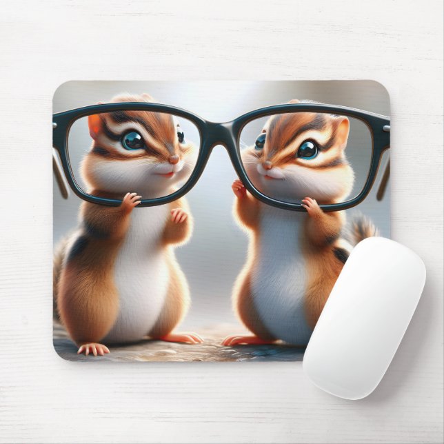 Alfombrilla De Ratón Chipmunks con gafas negras (Con ratón)
