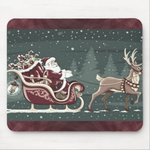 Alfombrilla De Ratón Chirstmas de época Santa Claus con decoración eleg