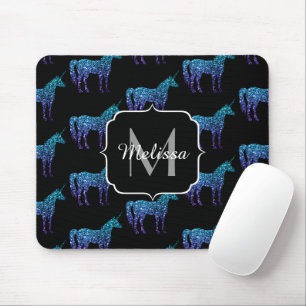Alfombrilla De Ratón Chispa de unicornio patrón de ombre azul acuático