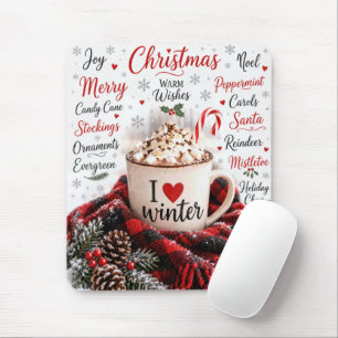 Alfombrilla De Ratón Chocolate Caliente de Navidad con Nube de Palabras