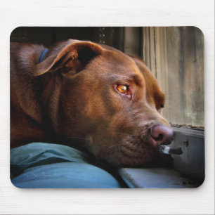 Alfombrilla De Ratón Chocolate Lab Pit Puppy Window Watching