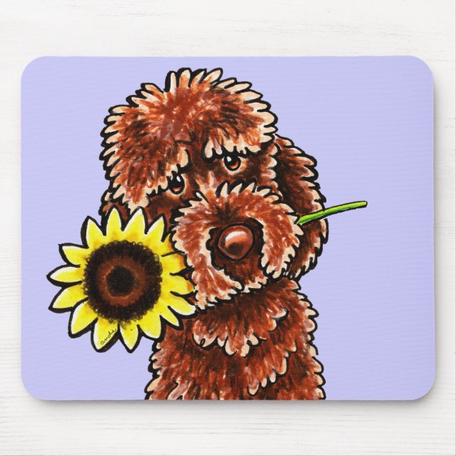 Alfombrilla De Ratón Chocolate Sunny Labradoodle Off-Leash Art™ (Frente)