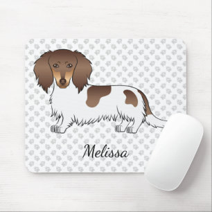 Alfombrilla De Ratón Chocolate y Tan Piebald Dachshund de Pelo Largo y 