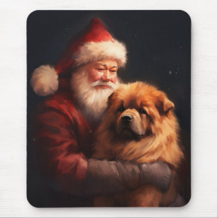 Alfombrilla De Ratón Chow Chow Con Navidades Festividades De Santa Clau