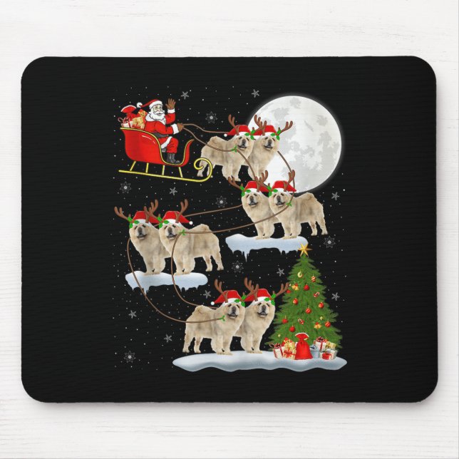 Alfombrilla De Ratón Chow Chow Dog Santa Sleigh Flying Funny Magical Ch (Frente)