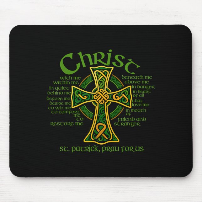 Alfombrilla De Ratón Christ With Me Celtic Cross St. Patrick Breastplat (Frente)
